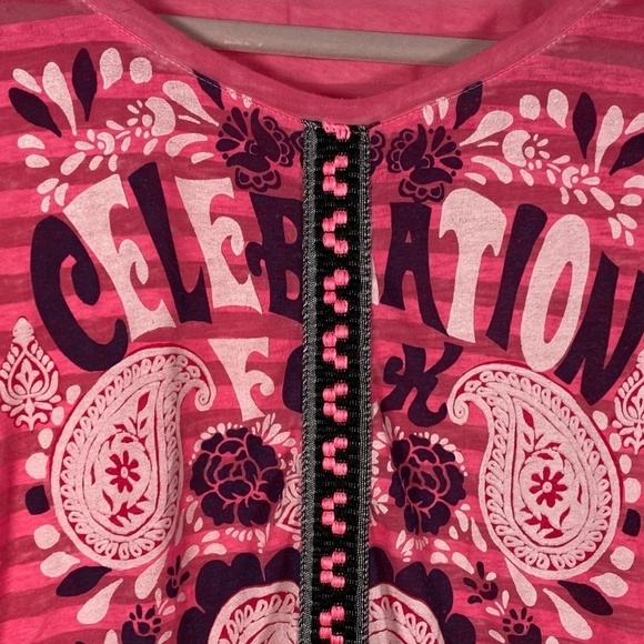 Custo Barcelona Celebration Pink Embroidered Tee S - Picture 3 of 10